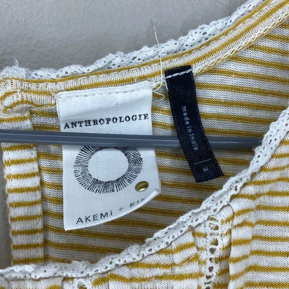 Anthropologie | Akemi & Kin Yellow/White Striped Flowy Tank Top Size Medium - Picture 6 of 8